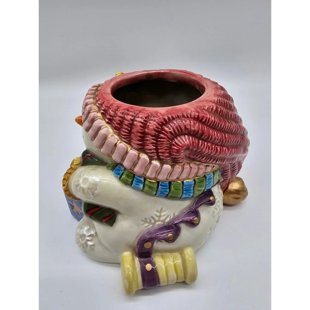 Fitz‎ and Floyd Home Fragrance Snowman Ceramic Candle Holder Planter Christmas